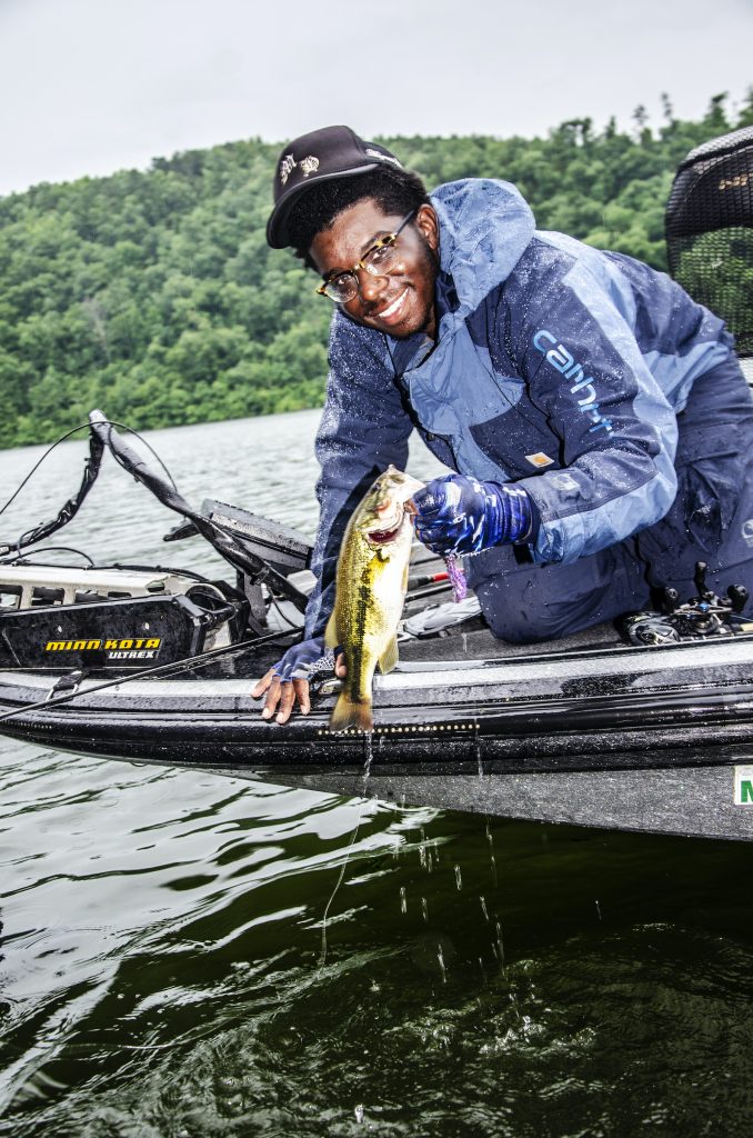 Jalen Conner fishes on the Black Warrior River