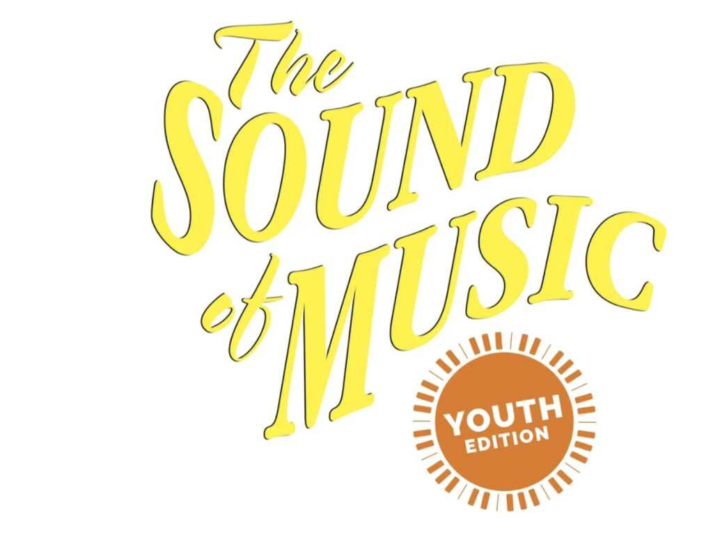 A vibrant poster promoting 'The Sound of Music' with a youthful twist in Tuscaloosa, Alabama.