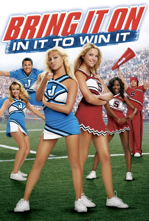 A group of cheerleaders in vibrant uniforms strike dynamic poses on a football field in Tuscaloosa, Alabama.