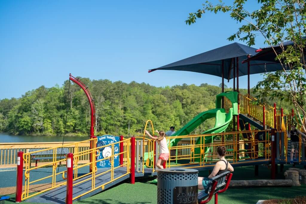 Lake Lurleen State Park playground overlooking lake views