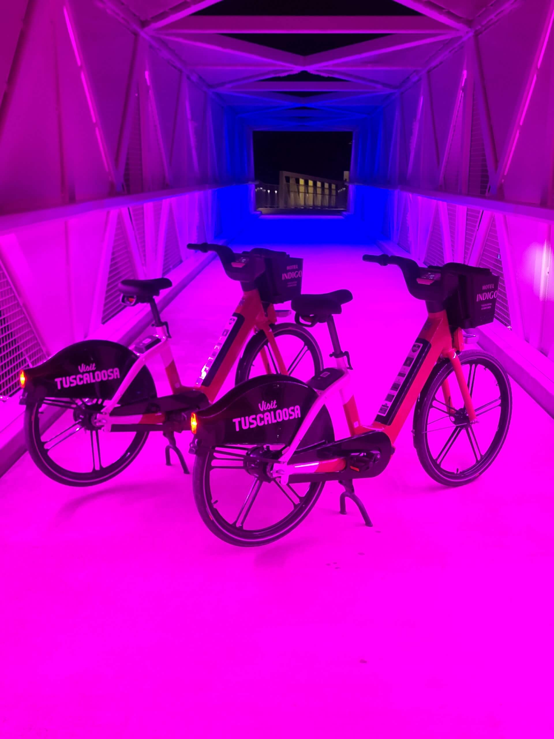 e-bike rentals in Tuscaloosa, Alabama located at hotel indigo in partnership with Visit Tuscaloosa