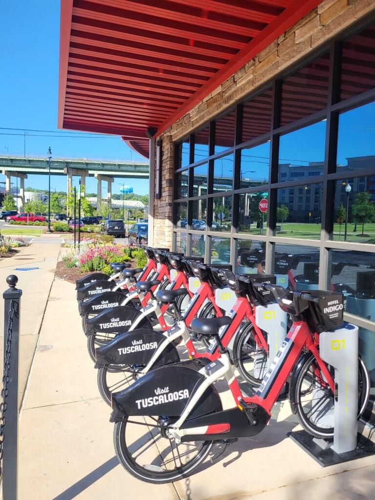 e-bike rentals at Hotel Indigo in Downtown Tuscaloosa, Alabama to enjoy the outdoors in tuscaloosa