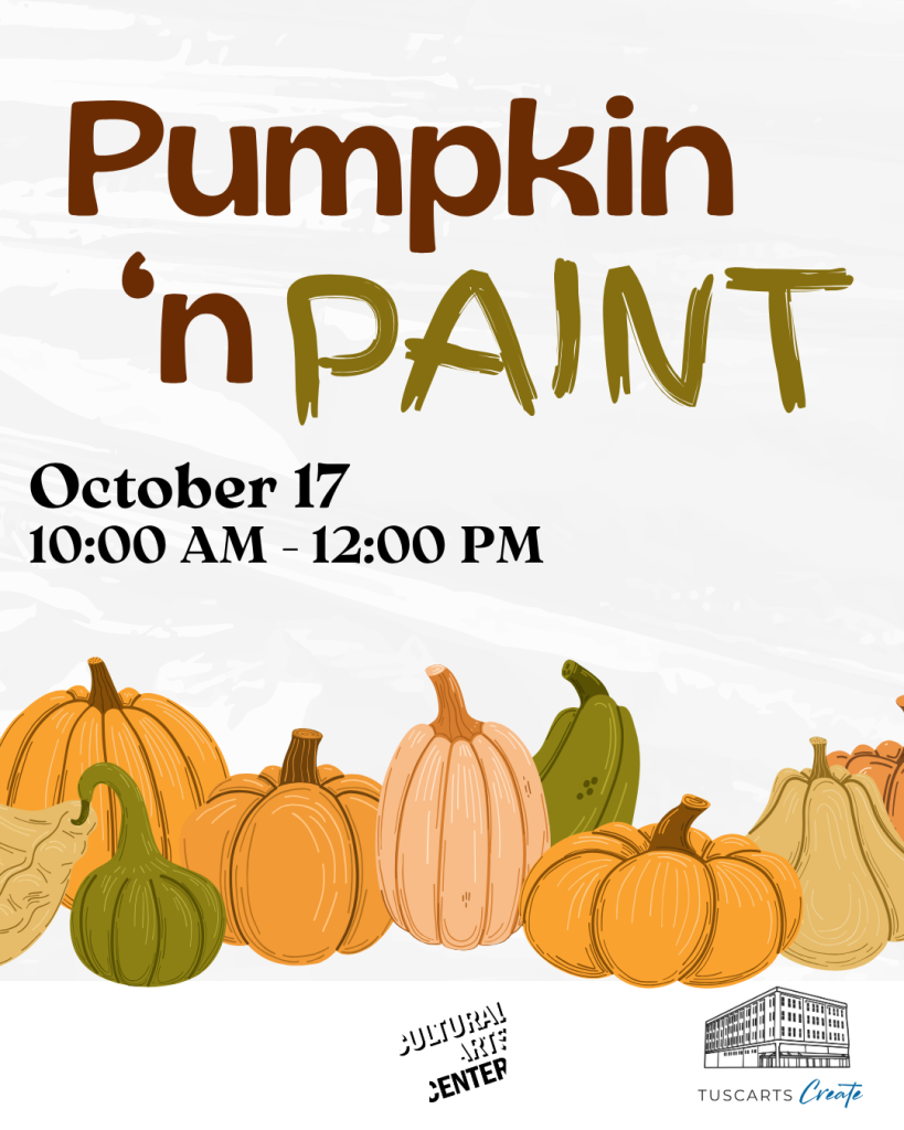 A flyer for a Pumpkin 'n Paint event on October 17th in Tuscaloosa, Alabama.